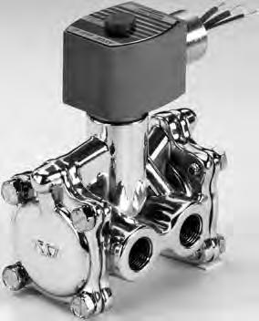 4 Pilot Operated Air and Water Solenoid Valves Brass Body /8" to " NPT / 86 Features Diaphragm poppet valves suitable for controlling air, inert gas, and liquids Internal piloting controls large