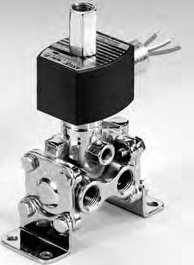 4 Air Piloted Spring Return Shutdown System Zero Minimum Solenoid Valves Brass or Stainless Steel Bodies Air and Inert Gas /4" to /" NPT / 86 Features Brass body construction for general atmospheres;