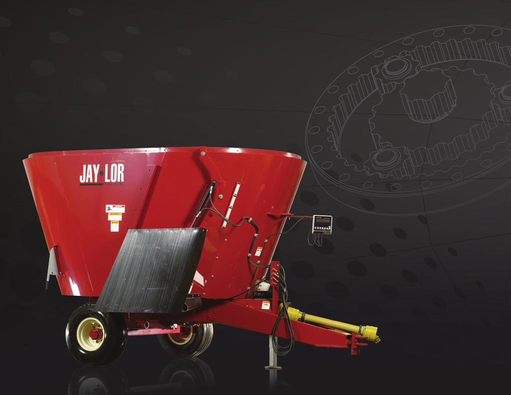 Like the standard 4000 Series of Jaylor Single Auger TMR mixers, they are available in capacities ranging from 365 to 615 cubic feet (ft 3 ), but discharge through a corner door that can be fitted