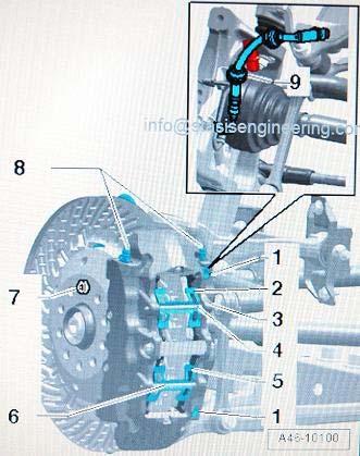 Instructions 1 Sort the parts in the brake kit for the left and right side. 2 Raise vehicle and remove the wheels. 3 Starting with front brakes.