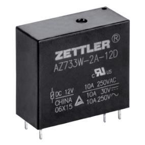 p a g e 7 3. ZETTLER AC circuit Solar Relays 3.1 ZETTLER AC circuit Relays for Solar Inverters < 30 A AZ733W This 12 A DPST miniature PCB power relay has been marketed by ZETTLER for 20 years.