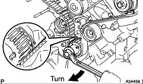 Install the dust boot to the belt tensioner. g. Install the belt tensioner. 1. Temporarily install the belt tensioner with the 2 