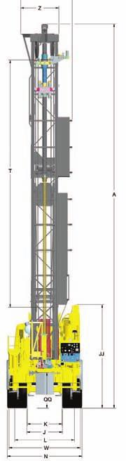 00 533 G Height - Mainframe to Ground 44.00 1118 H Height - Overall, Tower Down, Drill End 151.50 3848 J Width - Wheel Inside to Wheel Inside 46.00 1168 K Width - Mid-Jack Centers 47.