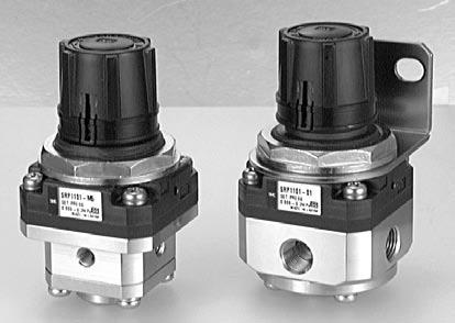 Precision Clean Regulator Series High precision, low flow consumption stainless steel regulator Achieves flow consumption "under a liter" Bleed volume 0.5 L/min (ANR) or less (Outlet pressure at 0.