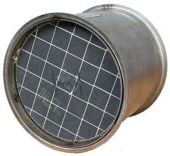 Diesel Particulate Filter (DPF) The DPF is located directly downstream of the DOC. The DPF is a wall-flow design that allows exhaust gas to pass through while collecting particulate matter (soot).