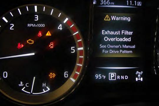 Stationary Regeneration Over time, the soot level in the DPF may become high enough that a warning is displayed in the combination meter.