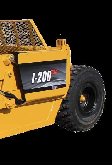 This scraper s four 20.5 x 25 rear tires can be positioned inline for better compaction or offset for less rolling resistance.