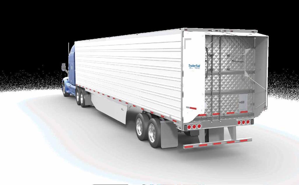TrailerTail rear fairings reduce drag and turbulence at the back of the trailer, increasing fuel economy by up to 5.