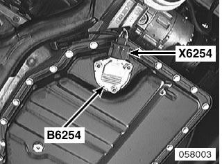 underside of oil pan B6254 X6254 Oil level sensor