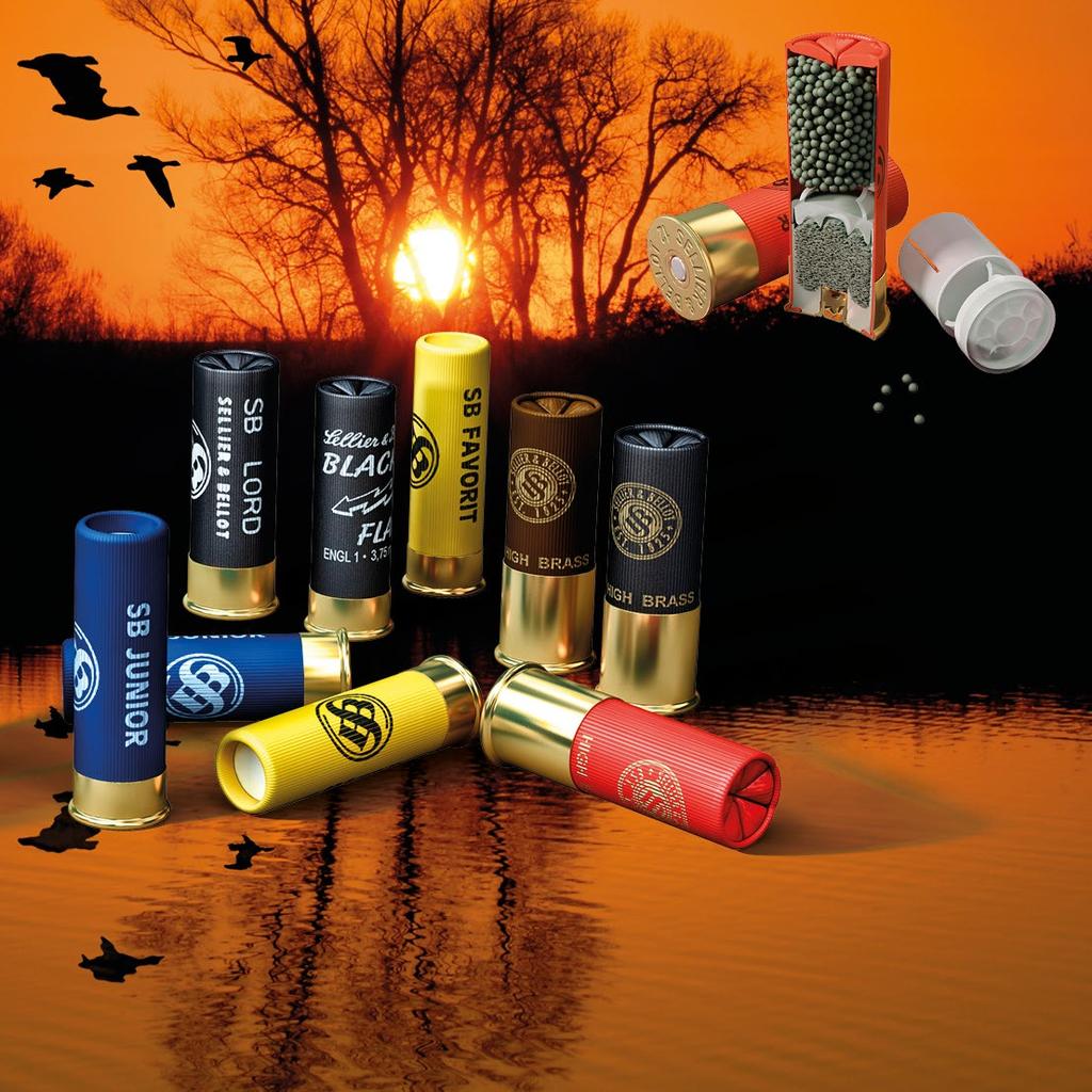Shotgun shells of this design are produced in various types of fillings, diameter of shots and weight of mass load; they are used for hunting and sporting purposes.