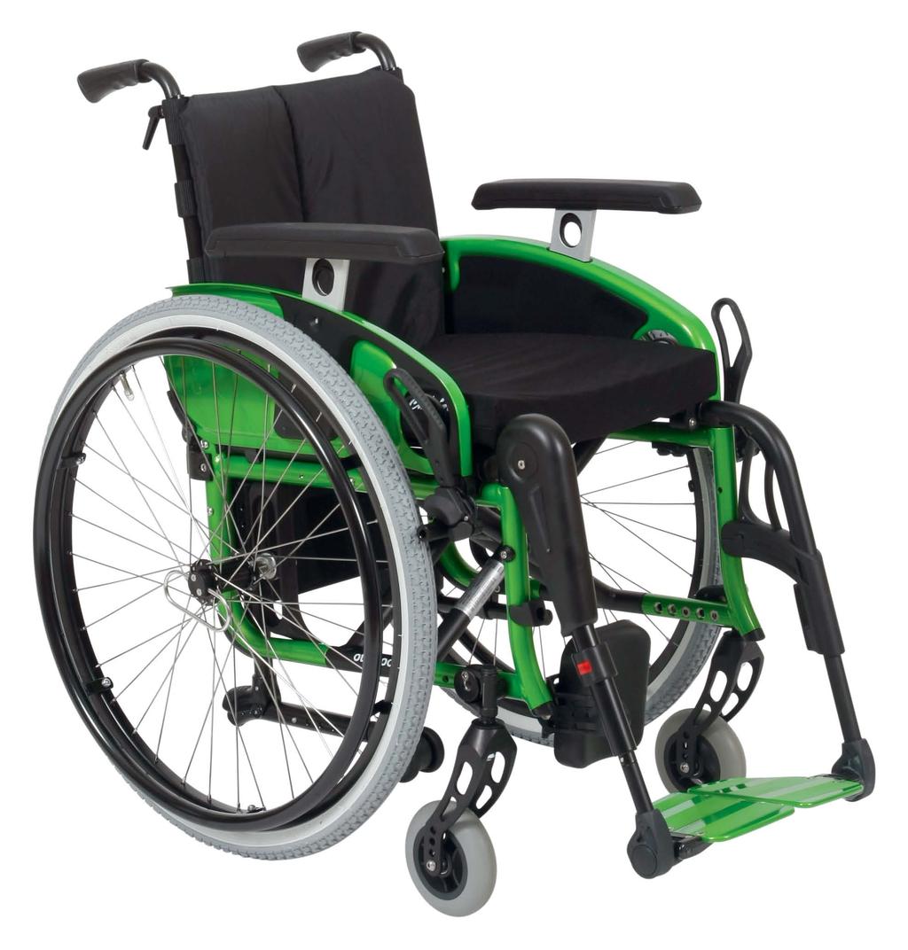 Avantgarde CV The all-round talent Avantgarde CV in Sparkle granny smith, equipped with anti-tipper, crutch holder, elevating leg rest right, swing-away side panels with long armrests, quick-release