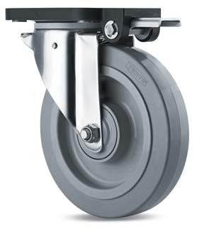Foot operation possible Easy actuation due to large foot pedal The new swivel castors in our series 3476/8476, P 67 are compatible with all swivel, fixed and locking castors in our series