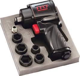 NE-462 /2" DRIVE AIR ANGLE IMPACT WRENCH 0 pieces in one carton Pin Clutch Type inlet : /4" Pin-Clutch design mechanism generates 00 Nm torque output. Fasten to Stop design provides comfortable feel.