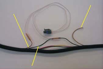 White stripe wire as shown (not the solid black wire). Cut the Tan wire that goes to the IAT sensor as shown.