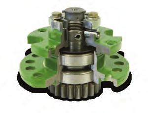 pinion shaft Flatter angle allows for a clean, smooth cut. Drive to cutting discs via larger idler gears.