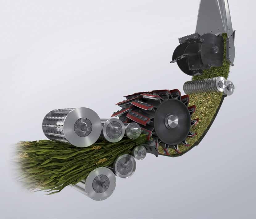 Uniform crop flow and best chopping results 18 19 Big, ingenious and flexible The biggest cutterhead The heart of the Fendt Katana is the closed cutterhead which, with a 720-mm diameter, is currently
