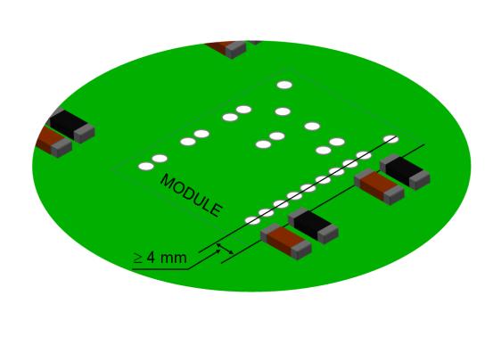 Module mounting process in a PCB TN1250 Attention should also be paid to other components like resistors, diodes or capacitors that need to be assembled on the PCB area next to the ACEPACK module.