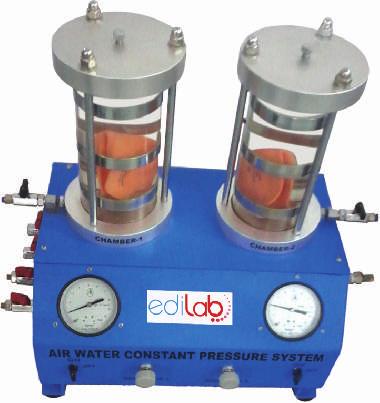 A transparent oil water interchange vessel is provided to transmit water pressure to the test apparatus. Range : 10 kg/cm Resolution : 0.