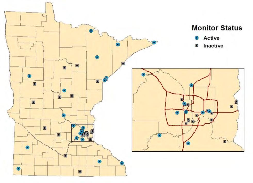 Fine particle monitoring in Minnesota The Minnesota Pollution Control Agency (MPCA) began monitoring fine particle pollution in 1999 and has monitored fine particles at over 55 locations across