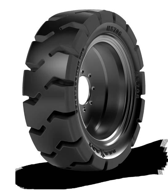 MS706 CONSTRUCTION PRO PREMIUM 3-STAGE SOLID SKID STEER TIRE Ideal for the most extreme OTR and construction applications. Extra deep tread allows for 3 to 5 times longer tire life vs pneumatic.