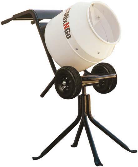 The Mix-N-Go Concrete Mixer can mix up to three cubic feet of material, making it ideal for homeowners and small contractors.