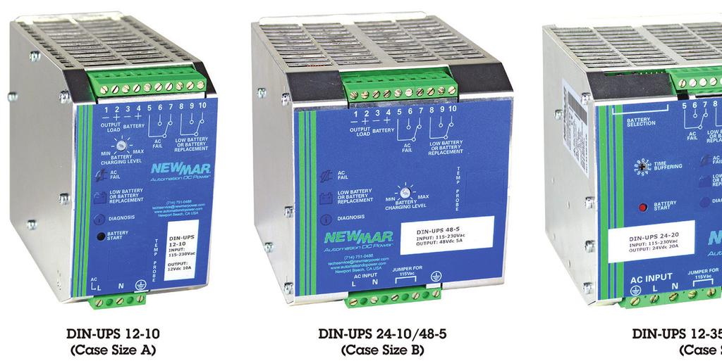 DIN-Rail DC UPS Powers Loads and Charges Back-Up Battery, Ideal for Automation and Wireless System Transmitter Applications Combines all system power functions: power supply, battery charger, UPS