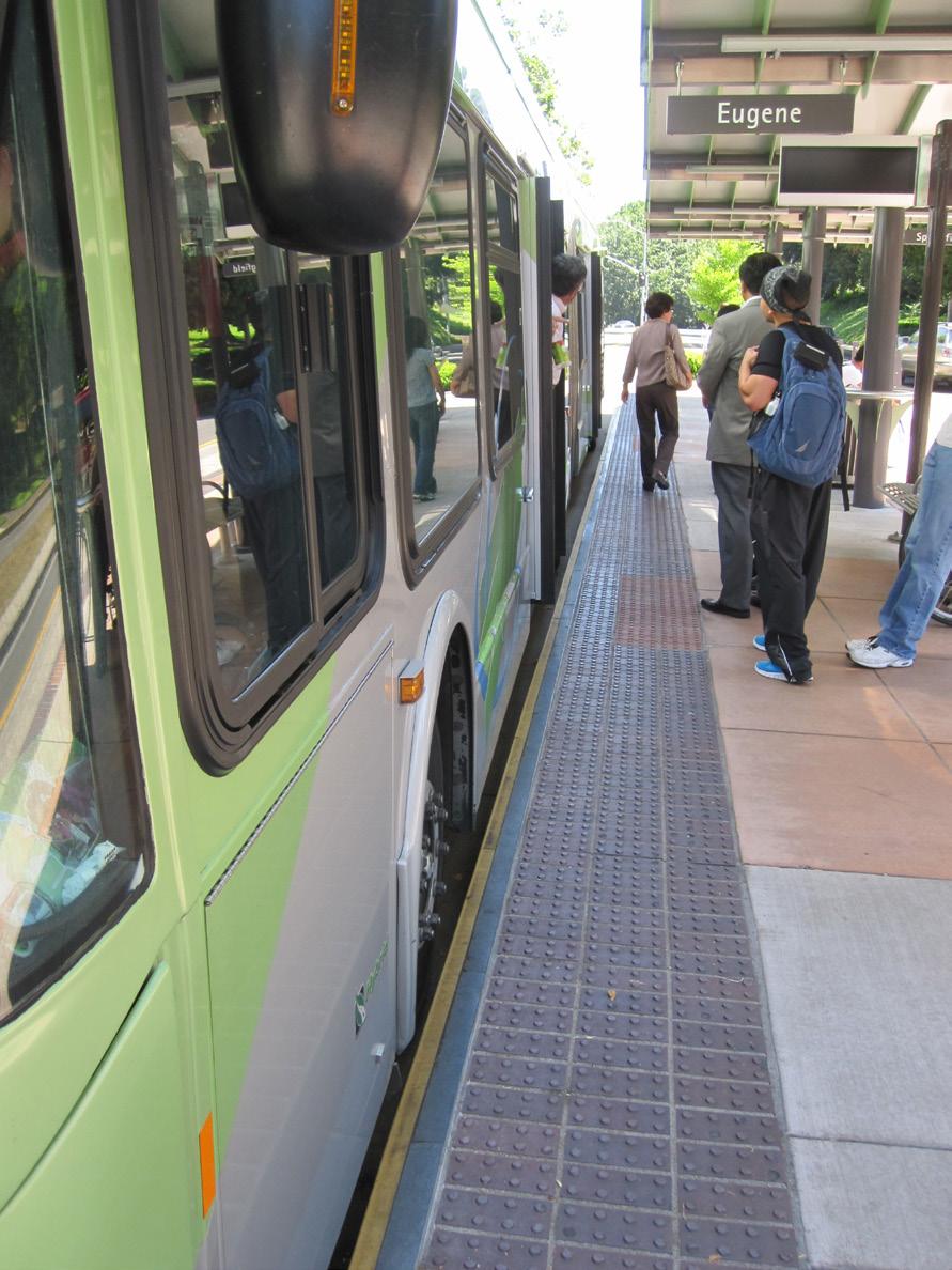 comply with accessibility regulations for level boarding of light rail vehicles (which would apply to level boarding for buses as well), the horizontal gap between the vehicle and the platform edge