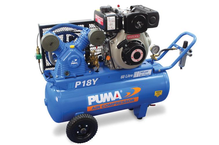 long-stroke, cast iron compressor pumps. P18Y P18Y ES P22Y Yanmar Engine L48, 4.7 hp L48, 4.