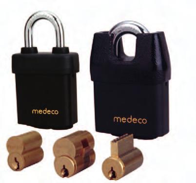 cylinders. This means Medeco padlocks can share the same key as the facility doors and utilize the same security principles.