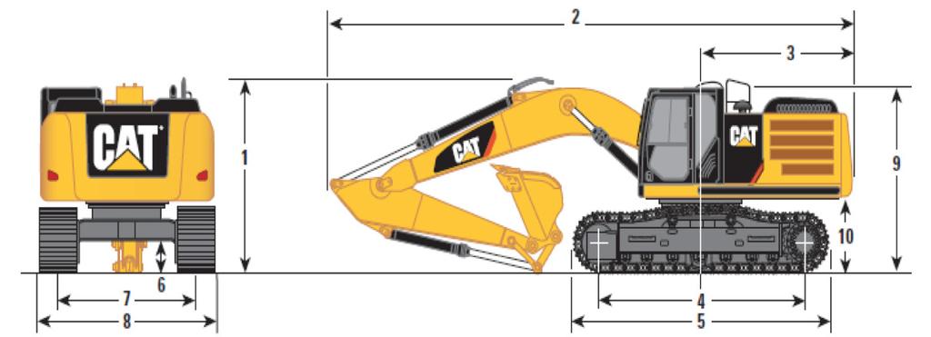 340F Long Reach Hydraulic Excavator Specifications Dimensions All dimensions are approximate. Boom Options Stick Options LRE Boom 10.6m LRE7.