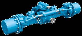 The independent suspension on both sides of the axle integrates into the tractor frame,