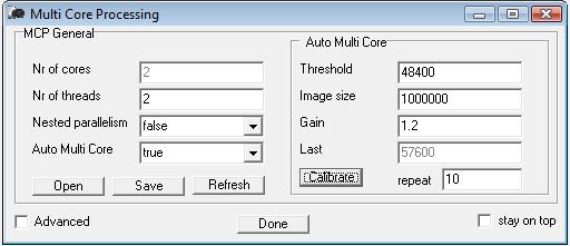 Multi Core Processing in Demonstration MCP calibration phase 1 15 Demonstration MCP calibration phase 2 Open Multi Core Processing form in Server main menu First perform MCP calibration phase 1 Check