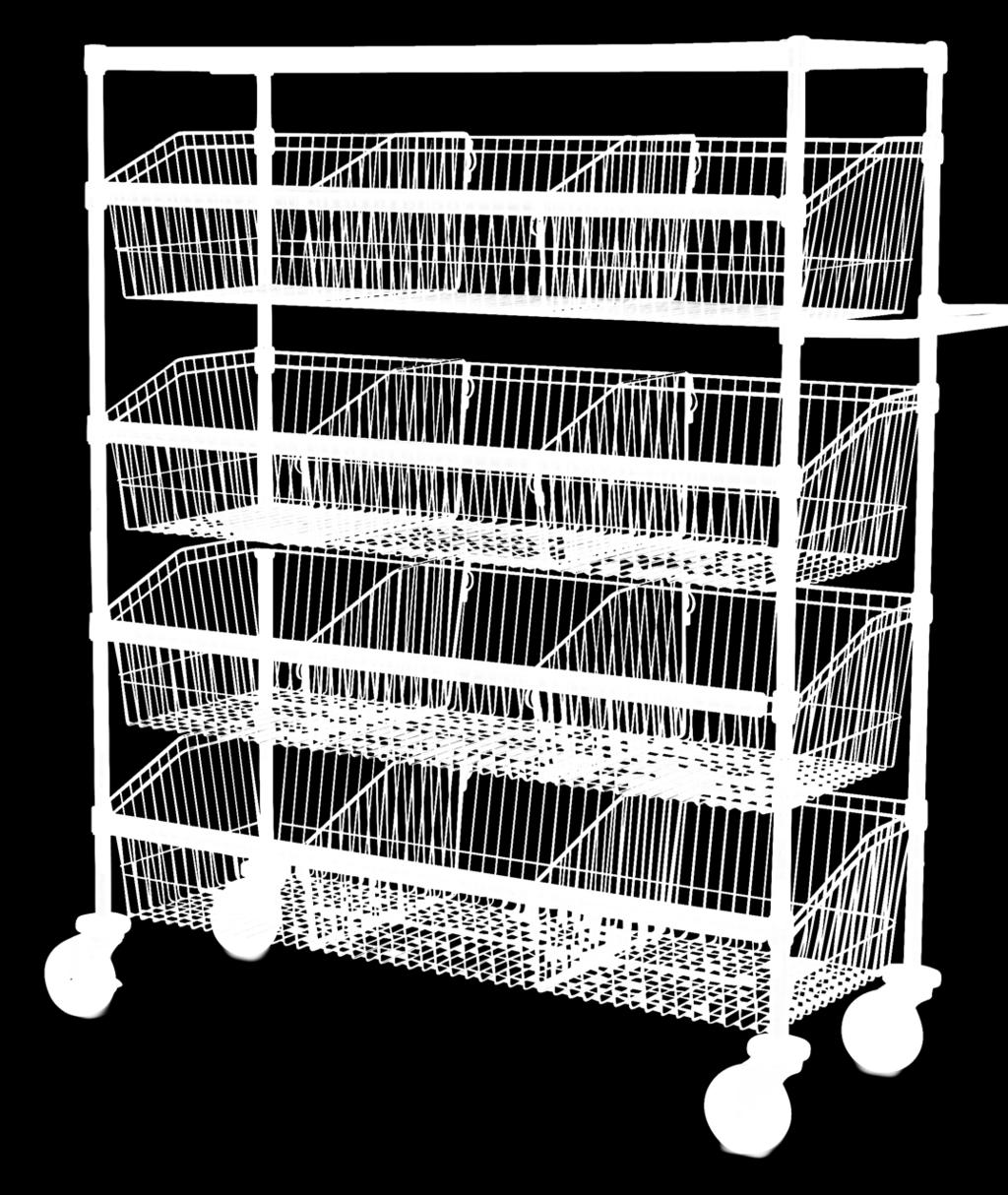 The side screes keep product from fallig off the sides of the cart, while the dividers are available to properly separate the products o the shelves.