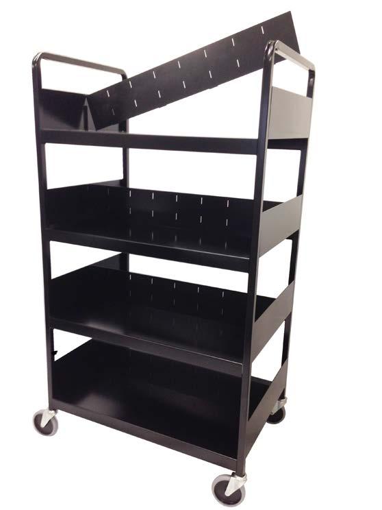 Each of the three double sided shelves comes stadard with a shelf divider to help keep the product orgaized ad upright.