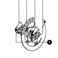 Then lift the front of the bicycle and spin the wheel a few times to verify the correct alignment with the disk brake.