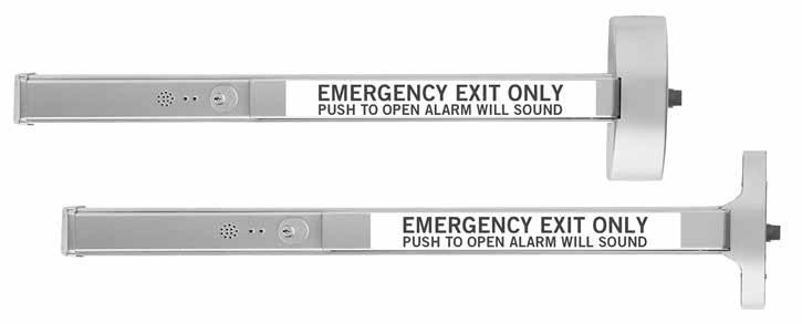 dormakaba Narrow Stile Auxiliary Equipment Alarms The 9000 Series exit devices are available with an integral battery powered alarm.
