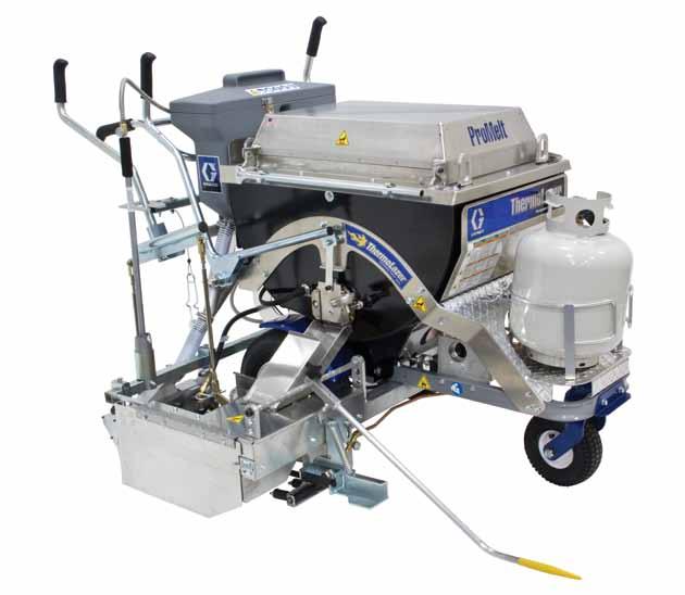 ThermoLazer ProMelt System Want to stripe more? Now you finally can! Only Graco s breakthrough technology allows you to melt 300 lb of thermoplastic on-board in less than an hour.