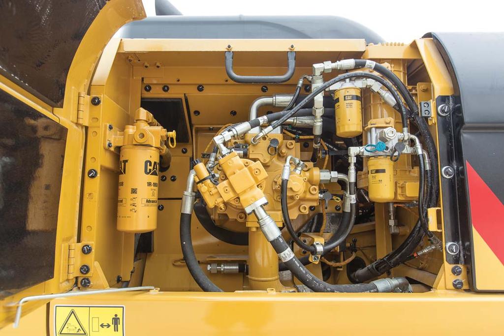 Hydraulics Uncanny power and control for multiple applications. Hydraulic System Hydraulic system pressure from the two-pump system delivers terrific digging performance and productivity.