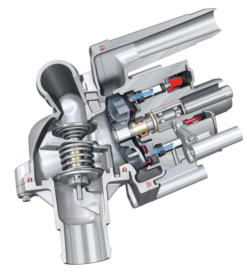 Engine Components Coolant circuit On-demand coolant pump The Innovative Thermal Management system used with the 4.2 l V8 TDI engine makes use of an on-demand coolant pump.