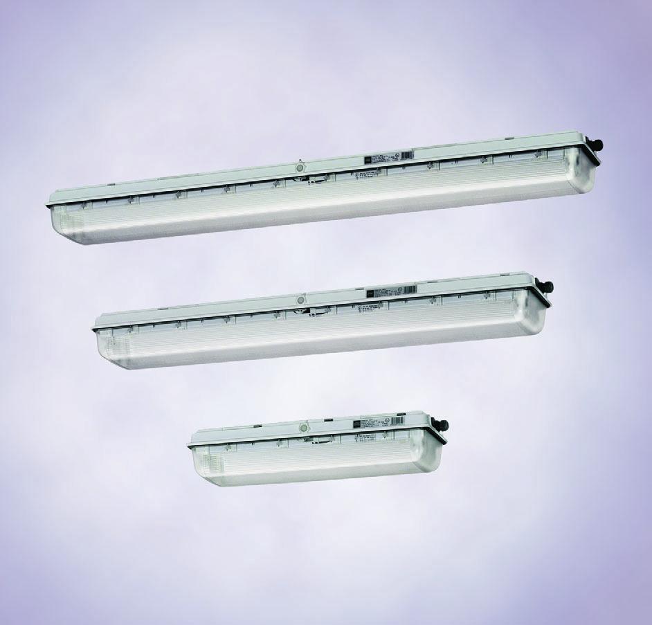 7 Lighting Technology Light Fittings for Fluorescent Lamps Series EXLUX 6400 (Zones 2, 21 & 22) As pendant or pole-mounting fittings With electronic ballast For two-pin fluorescent lamps 1 or 2 lamp