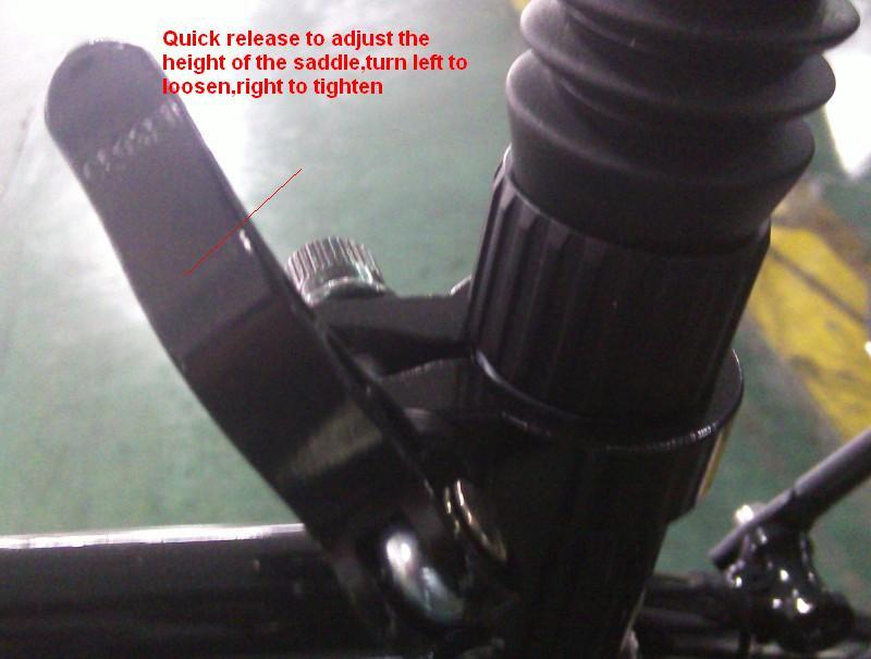 Quick release to adjust the height of the seat which