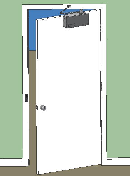 SIDE OF DOOR PROVIDED WITH EXTENDED FOREARM MOTOR SHAFT FACING DOWNWARD