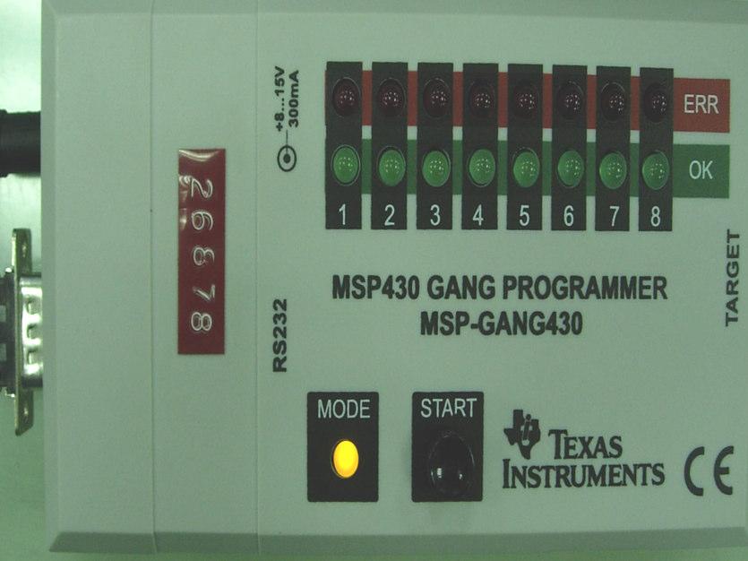 1. Press the MSP430 START key, the MODE light will to glitter