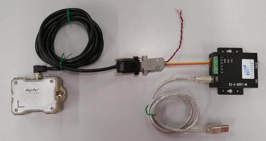 2. Connect the custom cable with sensor cord and ES-U-3001-M converter as in Figure 8. The connection pinout is illustrated in Figure 9.