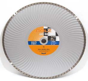 DIAMOND SAW BLADES, Dry cutting Tiles - thin granite - ceramic natural and cast stone UG 20 Optimised cutting edges depending on continuous diamond rim - sintered type Tiles, ceramic, thin granite,