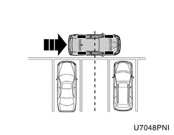 (b) When the pre support function is not in use 1. Move your vehicle slowly to a position perpendicular to the parking space, and as close as possible to the parking space.
