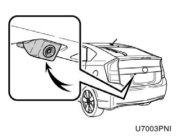 The advanced parking guidance system camera The advanced parking guidance system camera is located on the back door as shown in the illustration. The camera uses a special lens.
