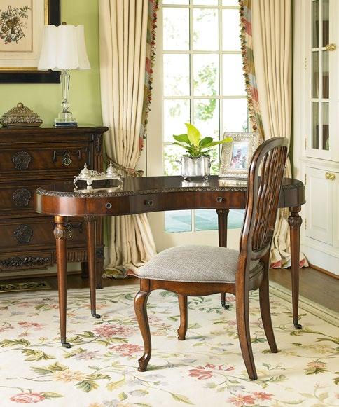 This French-styled tiered table is the perfect size for any room.