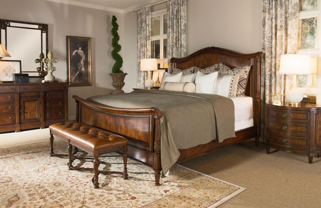 Panel Sleigh King Bed 1340-367/368/369 82w x 90¼d x 67h Oval Nightstand 1340-106 31½w x 24¾d x 29¾h Tufted Bed Bench 1345-500