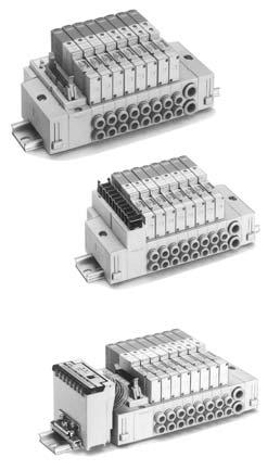 Series SX//7000 ort Solenoid Valve Rubber Seal ase Mounted Manifold Slice Type DIN Rail Mounted, lug-in connection Series SX/000 How to Order Manifold Type F (D-sub connector, pins type) SSX F D 0 U